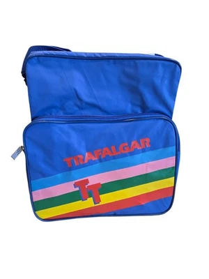 Trafalgar Travel Backpack Shoulder Bag Blue Single Strap 80's VTG Style Rainbow - Image 1 of 4
