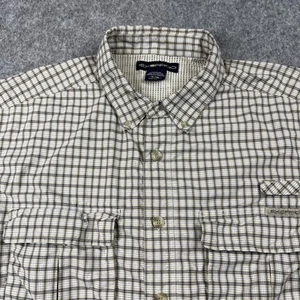 EXOFFICIO Shirt Men XL Performance Brown Plaid Button Up Roll Tab Fishing Vented - Picture 1 of 6