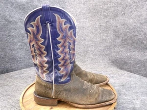Tony Lama Men's Size 11 D Blue Brown Leather Cowboy Western Boots Made in USA - Picture 1 of 13