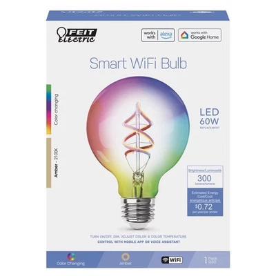 Feit Electric G30 E26 (Medium) LED Smart Bulb Color Changing 60 W 1 pc - Image 1 of 4