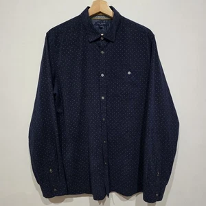 Ted Baker London Navy Polka Dot Shirt Mens Size XL Smart Casual Long Sleeve - Picture 1 of 8