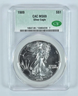 1989 American Silver Eagle MS69 CAC CACg *3890 - Image 1 of 4