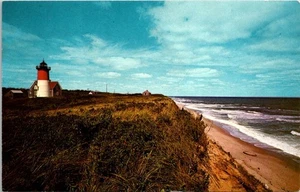 Postkarte Leuchtturm Nauset Licht Eastham Cape Cod Massachusetts MA KNITTER - Bild 1 von 2
