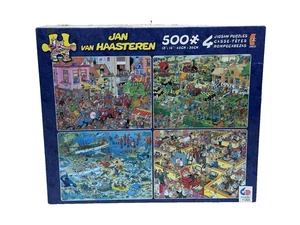 Jan Van Haasteren Set of Four (500 Piece 18 X 14) Jigsaw Puzzles Ceaco-Open Box - Picture 1 of 18
