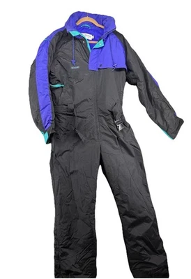 Columbia One Piece 雪地套装 Apres 滑雪围兜雪地服 Blavk 复古 80 年代 90 年代男式 M — 第 1/4 张图片