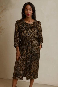 Vestido Adrianna Papell Estampado Animal 100% Seda Talla 12 - Imagen 1 de 10