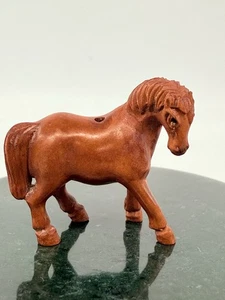 Vintage handgeschnitzte Ojime Perle stehendes Pferd 1,25" Buchsbaum signiert Figur - Bild 1 von 17