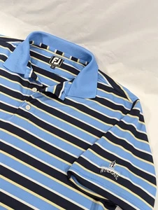 Footjoy Mens Navy Blue Striped Pique Polo Size Large Wyndgate Golf Club - Picture 1 of 8