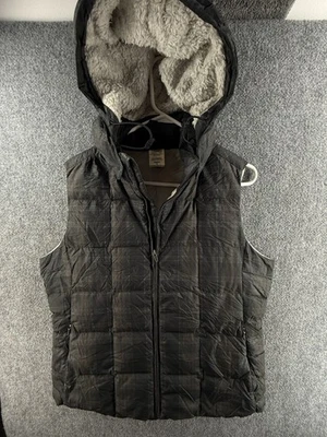 Patagonia Down With It Mujeres Chaleco acolchado con capucha Capucha de piel XL Bolsillos Cremallera Plumas Foto 1 de 4