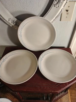 Antigo Conjunto de pratos de jantar Corelle Corning BLUE IRIS 10 polegadas/3 roxo e verde BOM - Imagem 1 de 4