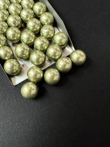 Half Drilled Round Bead Swarovski Crystal Green Pearls - Picture 1 of 2