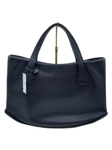 Bolso de Mano Delvaux Pin Cabas Cuero Grano Negro Perforado Ovalado Inferior Superior Bolso de Mano - Imagen 1 de 6