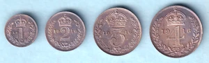 Great Britain. 1916 George V - 4 Pce Silver Maundy Set.. 1d,2d,3d, & 4d. Cased - Picture 1 of 4