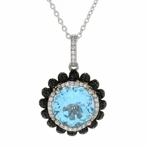 Meher's Jewelry 7.92ctw Sky Blue Topaz & Gemstone Flower Pendant w/ Chain $188 - Picture 1 of 3