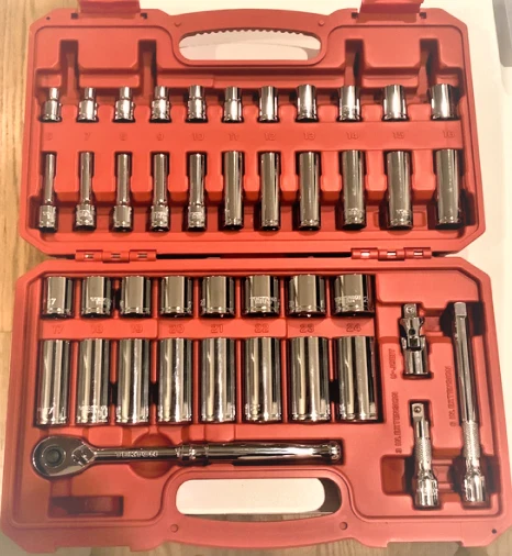 TEKTON SKT15201 - 3/8" Drive 6-Point Socket and Ratchet Set, 42-Piece (6-24 mm) - Image 1 of 4