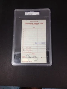 Desi Arnaz Sr. Autograph 1956 Golfing Receipt Slabbed JSA/PSA GRADE 8 NEAR-MINT - Picture 1 of 5