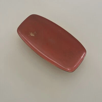 Gorham Giftware L858 Oblong Footed 8 1/2" x 4" Tray Orange  & Gold  MCM - Image 1 of 4