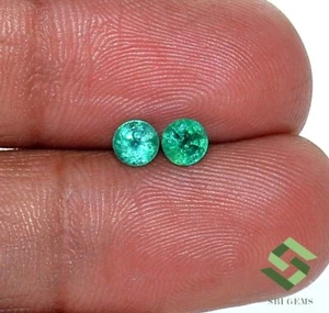 4.25 mm Certified Natural Emerald Round Cut Pair 0.66 CTS Untreated Loose Gems - Picture 1 of 8