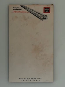 Vtg Burlington Lines Railroad Train Promotional Advertising Note Pad Notepad - Picture 1 of 4