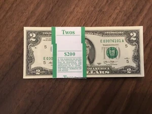 pack of 100 $2 uncirculated bills consecutive numbers 2013 - Picture 1 of 4