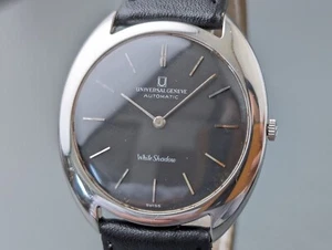¡Raro! Reloj automático para hombre Universal Geneve White Shadow 866101 esfera negra 35 mm - Imagen 1 de 17