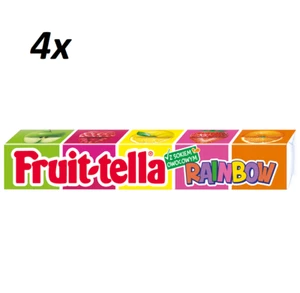 4 x Fruit-tella Rainbow Chewy Candies Fruit Tella with Fruit Juice 41g (1.44 Oz) - Picture 1 of 3