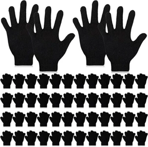300 Pairs Kids Black Winter Gloves. Full Finger Knitted Gloves for Boys Girls - Picture 1 of 13