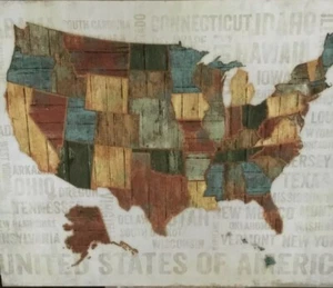 Canvas Framed Map Of The United States-16 X 20 - Picture 1 of 3