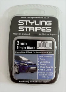 3mm x 10mtr Self Adhesive Car Pin Stripe Coach Tape Syling Stripe All Colours - Picture 1 of 5