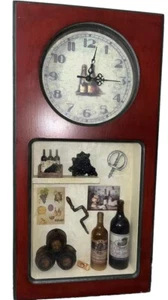 Arister Gifts Diorama Jim Doran Shadow Box Wall Clock Wine Motif - Picture 1 of 11