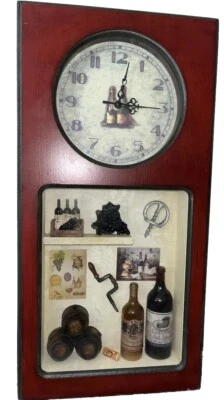 Arister Gifts Diorama Jim Doran Shadow Box Wall Clock Wine Motif - Image 1 of 4