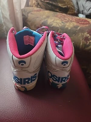 Osiris Zapatos Crooklyn Patinadora Niña Talla 2 Blanco Azul Rosa Zapatilla Alta LEER Foto 1 de 4