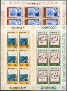 Hoja pequeña Gibraltar 1977 AMPHILEX '77 364/66 sin usar (C30934) - Imagen 1 de 1
