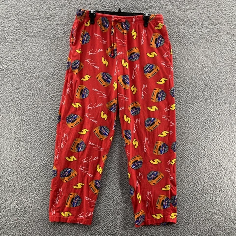 VINTAGE Nascar Pajama Pants Mens Large Terry Labonte #5 Racing Red Fleece Sweat Cover