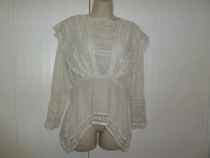 ¡Tanto encaje! Blusa eduardiana antigua romántica vintage bordada encaje mixto - Imagen 1 de 16
