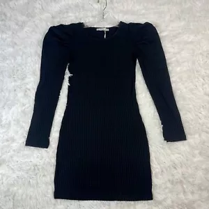 Pull & Bear Damen geripptes Strick Langarm schwarz Kleid Mini figurbetont klassisch neu mit Etikett - Bild 1 von 9