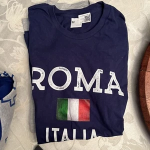 NEW WITH TAGS  Roma t shirt  BLUE MEDIUM ITALIAN FLAG - Picture 1 of 1