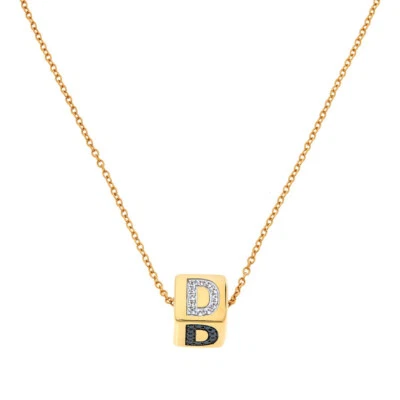 Collar de plata de ley inicial con letra "D" de diamantes y piedras preciosas para mujer, tono dorado Foto 1 de 2