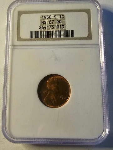 1950-S Lincoln Wheat Cent NGC MS-67 RED Bright Red Superb Luster Cover