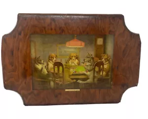 Vintage Holzhunde spielen Poker Plakat Ein Freund in Not Schiff Höhle betrügender Hund - Bild 1 von 18
