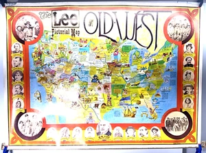 WILD WEST UNITED STATES 1970ca VARNER UNUSUAL OVERSIZE LEE JEANS PICTORIAL MAP - Picture 1 of 24