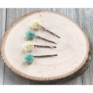 Floral Bobby Pin, Flower Hair Pin Wedding Hair Piece Embellished Boho Hair Pin B - Picture 1 of 3