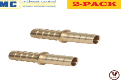 2-PACK!! NEW!  MIDWEST CONROL Brass Hose Mender 1/4" Barb x 1/4" Barb HBS-2525 - Image 1 of 4