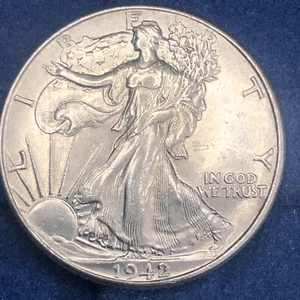 1942 Liberty Walking Half Dollar AU About Uncirculated Silver 50c Coin #331 - Picture 1 of 4