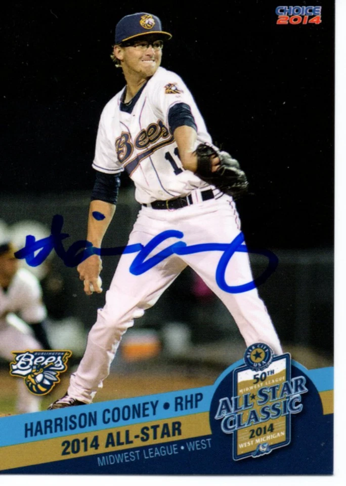 Harrison Cooney 2014 Burlington Bees Midwest League All Star Game Signed Card - Image 1 of 1