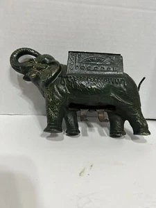 Antiker Gusseisen Elefant Zigarettenspender Roller Original GRÜNE LACKIERUNG! - Bild 1 von 16