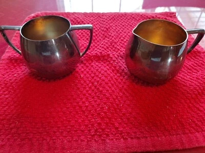 Tigela de creme e açúcar vintage Empire Crafts quadrupla folheada - Imagem 1 de 4