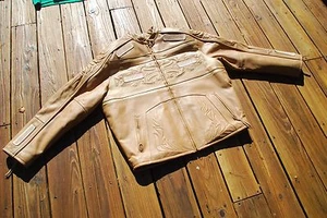 Motocross Erwachsene große hellbraune schwere Volllederjacke von Max USA - Bild 1 von 8