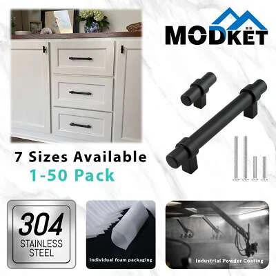 Manijas de gabinete modernas redondas negras mate perillas accesorios de cocina de acero inoxidable Foto 1 de 4