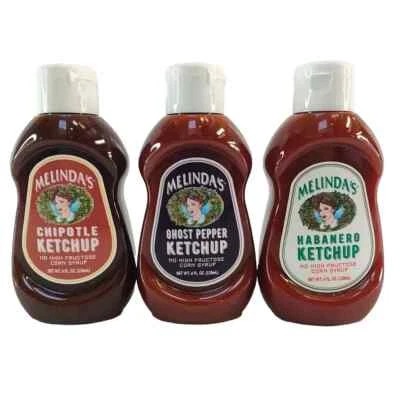 Melinda's Ketchup Ghost Pepper Habanero Chipotle Travel 4 oz 118 ml sabor caliente Foto 1 de 2